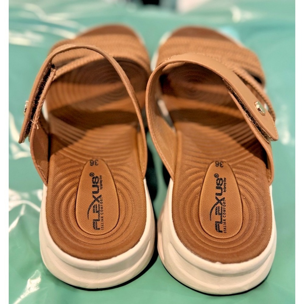 Flexus Spring Step Galvanesa Tan Platform Wedge Slide Sandals Women's 6 / 36 - Picture 3 of 9